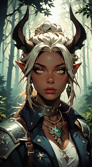 Score_9, score_8_up, score_7_up, 16k, cinematic lighting, Dark skinned elven warrior, stealthily moving through a dark forest