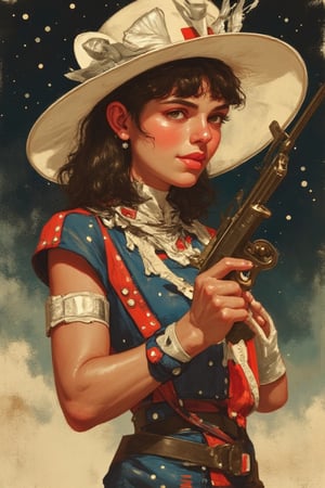 (by Loish, Leyendecker, james gilleard), perfect anatomy, 1920s pinup girl, retro space theme, silver fins, blaster pistols, more detail XL,animaport