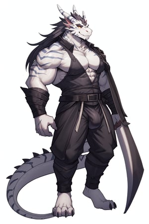 muscular, male, dragon, anthro, long hair, handsome, kind smile, large bulge, by_{arbuzbudesh},Jin Qiu