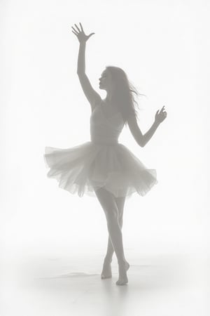    Shadow in a white background of a woman dancing