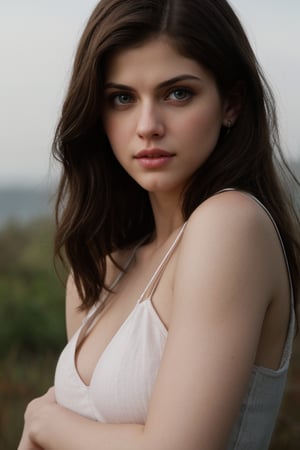 Hyperrealistic portrait of Alexandra Daddario, cinematic style