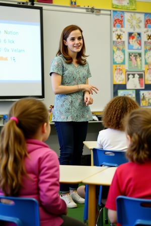 Emma Watson, teaching to kids, classroom 