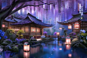 ((Japanese_garden, Paper_lanterns, Water, Bonsai, Flowers))
((traditional_garden, Zen_garden, Rock_garden, Stream, Pond))
((Koi_fish, Cherry_blossoms, Plum_blossoms, Wisteria, Iris))
((Bamboo, Stone_statues, Tea_house, Tatami_mat, Lantern_light))
((Seasonal_flowers, Flower_arrangement, Hanami, Floral_design, Springtime))
((Autumn_colors, Maple_leaf, Cosmos, Mums, Ginkgo_tree))
((Winter_scene, Snow_covered, Ice_sculpture, Candlelit, Cozy)),digital painting