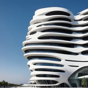 (master piece)(biomorphic building), rhombuses facade pattern, zaha hadid, Calatrava, glass windows,  concrete,  house with tesselated facade, front street view,photo-realistic,hyper-realistic, parametric architecture,8k, ultra details,Low-rise building,Manufactured goods,Theatre stadium,Tower,ellipsoid,tarmac,Air terminal,seaside,Golden fashion,Minimalist style,Water style,mobility,

An architectural wonder with a daring configuration and ground-breaking design.This structure could be a museum or a company building.4k image photo like,(detailed)