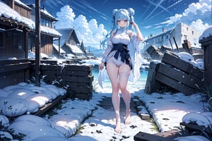  ((wider view:1.8)),full body,one dragon,8k,white dragon,dragonoid girl,  Standing amidst the ruins, with a massive snow-capped mountain in the distance, a dragon soars in the sky. barefoot, (detailed) ,waist-long hair, knee-length hair, wavy hair, side ponytail, bun head, light blue pajamas, light green pattern, white pattern, one-leg stockings, high heels, light Long blue hair, long hair, mixed blue, green and purple hair, clear limbs, clear fingers, standing pose,ancient European architectural style

 ///ultra sharp, masterpiece, best quality, aesthetic, Glamour, High quality, Masterpiece, Best quality, HD, Extremely detailed, voluminetric lighting,High resolution, good detail, bright colors,rgbcolor,