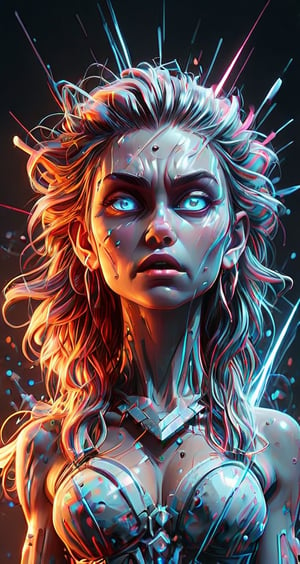 MSTA is the goddess of revenge and punishment in Slavic mythology. Daughter of Morena and Koshchei.
naive + grunge comics + dark fantasy + laser lightning + shiny graphics + opal scattering + laser splashes + white neon. composition in the style of David Taylor