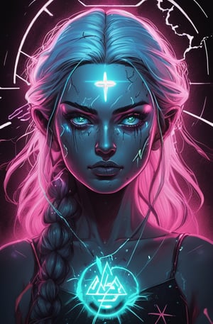 MSTA is the goddess of revenge and punishment in Slavic mythology. Daughter of Morena and Koshchei.
naive + grunge comics + dark fantasy + laser lightning + shiny graphics + opal scattering + laser splashes + white neon. composition in the style of David Taylor