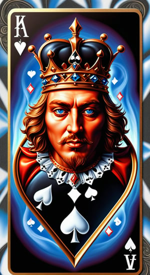 The King of Spades   "on a playing card".  fantasy. video art. airbrushing. stock photo.hyperdetalization. 3d. High quality photos. realistic. vector graphics. Surrealism.diamond painting.