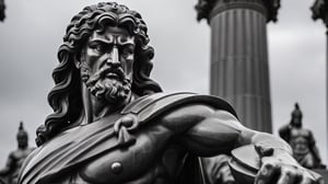 black and white stoicism warrior statue 