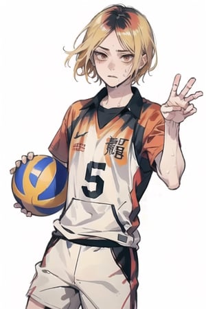 masterpiece, good quality, no deformities, kenma, kenma playing volleyball, receiving the ball, receiving pose, white background, sexy boy, serious, sweating, handsome boy,kozume kenma