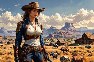 


Cowboys gunfight, (((shoot each othe )))rtense gunfight, ((one person dead, one person injured)) in a Western village. Horse , in the ditance
, (((shotting)))side view, ((Cowboy prairie background)), full body portrait, (handgun);1.1, (pistol), sexy, beautiful, enchanting, concept art, highly detailed, artstation , behavior, deviant, inspired by innocent manga, inspired by concept art Castelvania, trends, Jack Sorenson, , Ultra realistic, Kodak 8K Gold Shot
,digital painting