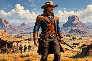 


Cowboys gunfight, (((shoot each othe )))rtense gunfight, ((one person dead, one person injured)) in a Western village. Horse
, (((shotting)))side view, ((Cowboy prairie background)), full body portrait, (handgun);1.1, (pistol), sexy, beautiful, enchanting, concept art, highly detailed, artstation , behavior, deviant, inspired by innocent manga, inspired by concept art Castelvania, trends, Jack Sorenson, , Ultra realistic, Kodak 8K Gold Shot
,digital painting