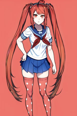 OsanaNajimi, twintails,serafuku, red neckerchief, blue skirt, polka dot legwear,Yandere Simulator Style 