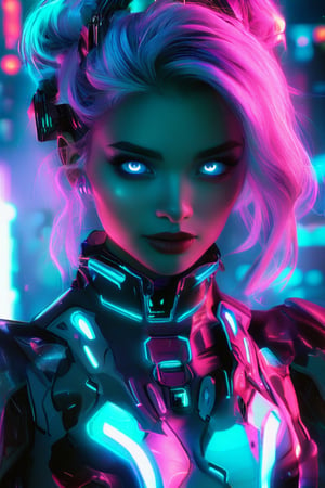 beautiful pale cyberpunk female, hyper detail, cinematic lighting, purple hair, emerald neon light city, 4k, trending on artstation, pixiv, perfect detail,  Artstation illustrators, intricate details, face, passion smile, full body portrait, headshot, illustration, UHD, 4K, high resolution face, detailed face, high definition eyes, detailed eyes,cyberpunk style, cute face, anatomically correct, (sexy and aesthetic), (cybernetic, cyborg), color pallete, retro futuristic, space ship interior background, cyberpunk.