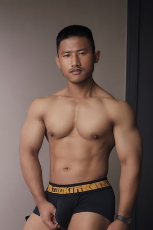 Masterpiece, realistic, cinematic, intricate details, high detail, handsome, a dramatic photo of a syahnk as Manly  muscular male, mature man, model, men's underwear, big brother!, looking at viewer seductively, arms raised, hairy armpits, High contrast, minimalist,  stark, dramatic, film grain, kodak, queer, ,,Male focus,HANDSOME MAN,MACHO MAN,jaeggernawt,handsome men,Muscle,muscular,Details++,photorealistic,MenErotic02,bodybuilder,brutalmass,buakaw banchamek