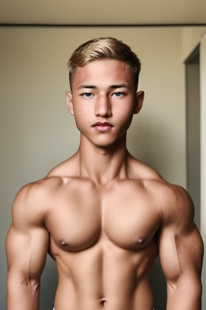 realistic Photography of  Male  as  handsome   rugby players man flexing , masterpiece, best quality, 4k, studio light, soft, syahnk,half body , ton,big muscles,,photorealistic,syahnk, ,cute blond boy