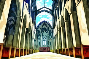 (by uenoryoma:1.3),(by kawai_\(purplrpouni\):1.2),(by oni-noboru:1.1), by keita_naruzawa,newest,late,Hall of deserted church without humans, panorama,(Masterpiece, best quality :1.4),very aesthetic, absurdres, ultra-detailed,Dark Manga of,Dark Anime of