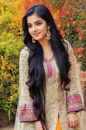 lovely cute young attractive teenage girl, 25 years old, cute, an Instagram model, long black_hair, colorful hair, winter, dacing, wear salwar kameez