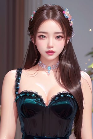 Masterpiece, best quality, super detailed, high resolution, white skin, slim waist, perfect body, photorealistic, ray traced, enhanced, detailed face, slender body, light pink glossy lips, messy hair, no bangs hair, casual sexy pose, ash brown hair, shiny skin, eyes looking past, sexy girl, hair accessories, fantasy, detail clothes, more details, young beautiful spirit, best ever face in the world , Chinese watercolor painting,