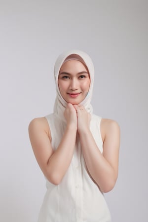 Juergen Teller photographs wear white hijab and nude with big boobs.(32k, RAW photo, best quality, masterpiece:1.2), (realistic, photo-realistic:1.37), professional lighting, photon mapping, radiosity, 1girl,  hand on hip, (looking at viewer:1), high quality, ultra detailed, highres, 8k, accurate color reproduction, realistic texture, ((simple background, white background)), (((naked, nude,nsfw))), (extra detailed), (best quality), 1girl, ((extra detailed body:1.3)),  pale skin, (realistic glistening skin:1.2), skindentation, high resolution scan, (photo by Canon 5d, 50mm ZEISS lens), hourglass proportions, (8k uhd, hdr, dof), (professionally color graded), sharp focus, natural lighting, (proportional eyes, same size eyes)