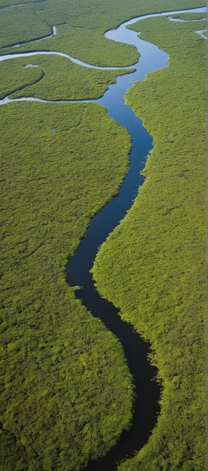 *Title: "Aerial View of a Swamp"**

**Description:**

In this detailed aerial photograph, the viewer is given a bird's-eye perspective of a vast and intricate swamp. The image captures the natural beauty and complexity of this wetland ecosystem, highlighting its diverse features and the rich tapestry of life it supports.