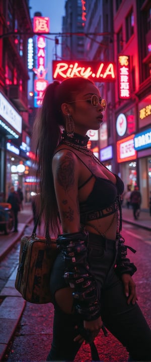 una sexy BLACK mujer con un atuendo muy sexy futurista posando en una ciudad, Cyberpunk 2 0 años. o model girl, judy alvarez ciberpunk, cyberpunk beautiful girl, ambiente ciberpunks, un cartel de neon con el texto "Riky.IA" estilo de arte ciberpunk, chica sexy ciberpunk, cyberpunk angry gorgeous goddess, brillante resplandor ciberpunk, ambiente ciberpunk, ropa sexy estilo cyberpunk, in estilo cyberpunk sexy , estilo cyberpunk, mujeres sexy  ciberpunk, Arte con temática ciberpunk, colores vibrantes ciberpunk unreal engine 5 quality render , enojado 8 k