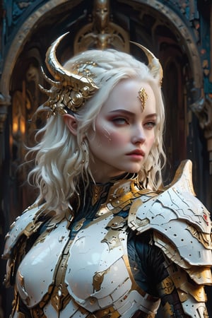 detailed full-length picture, masterpiece, best quality, ultra high resolution, visually stunning, beautiful, award-winning art (abstract art: 1.3), beautiful ))) ,epic realistic, Warhammer 40000 style A custodes girl in golden armor with white hair,  perfect eyes, sexy lips, sharp focus, studio photo, intricate details, highly detailed, by greg rutkowski, more detail XL, hyper detailed, realistic, cinematic lighting,Expressiveh,concept art