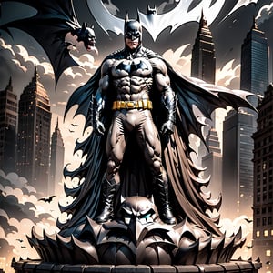 masterpiece, batman standing on the top of the evil statue