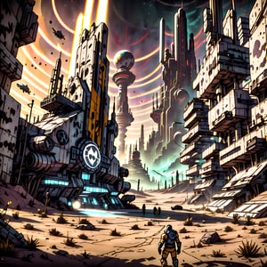 ((Journey into a cel-shaded realm of interstellar warfare, where spacefaring vessels and cosmic battles unfold in a visual spectacle that channels the signature 'Borderlands' artistry)), 

masterpiece,batman_cc_style