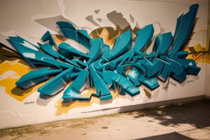 Immerse in a gritty urban alleyway at dusk, where the word 'JAHZ' explodes from the wall in bold, 3D graffiti. Vibrant neon hues of electric blue, lime green, and fiery orange dance across stylized letters, which appear to protrude from the dark, rough-hewn concrete surface. Strong shadows cast a dramatic glow, emphasizing the textured details: cracks, rust, and peeling paint effects that add depth and realism to the artwork. The stark background highlights the dynamic, layered design, as if the letters are bursting forth from the very wall itself.,Graffiti 3D,graffiti 3d