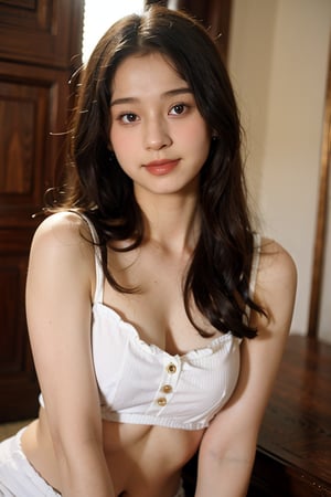 (Best quality, 8k, 32k, Masterpiece, raw photo, UHD:1.2),lifelike rendering, Photo of Pretty asian female, 1girl, solo, 20-years-old, stunning, portrait, BREAK sexy face, sexy eyes, sweety smile, front view, look at viewer, from front below, white teeth, highly details, (detailed real skin texture), detailed hair, detailed fabric rendering, AIDA_LoRA_SabiC