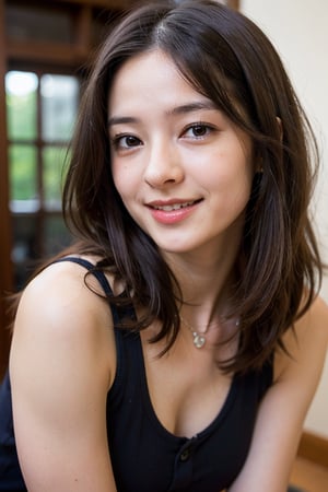 (Best quality, 8k, 32k, Masterpiece, raw photo, UHD:1.2),lifelike rendering, Photo of Pretty asian female, 1girl, solo, 20-years-old, stunning, portrait, BREAK sexy face, sexy eyes, sweety smile, look at viewer, from front below, white teeth, highly details, (detailed real skin texture), detailed hair, detailed fabric rendering, AIDA_LoRA_EvaR