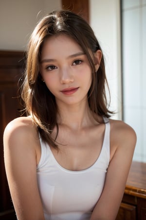 (Best quality, 8k, 32k, Masterpiece, raw photo, UHD:1.2),lifelike rendering, Photo of Pretty asian female, 1girl, solo, 20-years-old, stunning, portrait, BREAK sexy face, sexy eyes, sweety smile, front view, look at viewer, from front below, white teeth, highly details, (detailed real skin texture), detailed hair, detailed fabric rendering, AIDA_LoRA_ElonaV