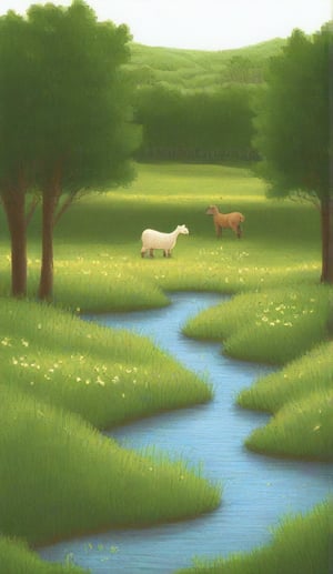 alpacas, variety of color, field, free, trees, water,alpacas of different colors