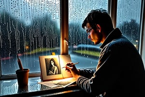 My friend the artist and poet on a rainy evening on glass,
He drew my love, revealing to me a miracle on earth,
I sat silently by the window and enjoyed the silence,
My love has always been with me since then