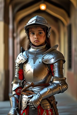 photo A knight queen 16 yo in (cute Milanese armor), epic, plastic [jeans: armor: 10], Mega Realistic, (cyber punk), by todd lockwood, by CIRUELO CABRAL, vibrant colors, dynamic scene, diffused light, gadget, (India)