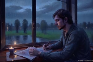 My friend the artist and poet on a rainy evening on glass,
He drew my love, revealing to me a miracle on earth,
I sat silently by the window and enjoyed the silence,
My love has always been with me since then