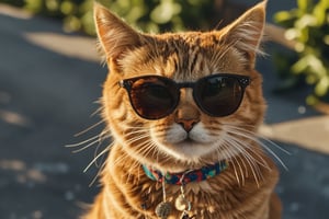 a cat wearing sunglasses in the summer