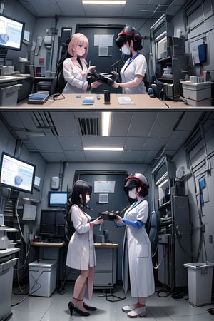 A skilled surgeon, wearing a sterile surgical gown and gloves, meticulously performs a complex operation using a VR-assisted surgical system. The surgeon's movements are precise and controlled, guided by the high-resolution images displayed in their VR headset. The operating room is sterile and well-lit, with a team of medical professionals assisting the surgeon. (Realistic, detailed, post-processed)