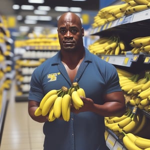 A 
Dwayne Douglas Johnson is in Walmart and he is buying a banana