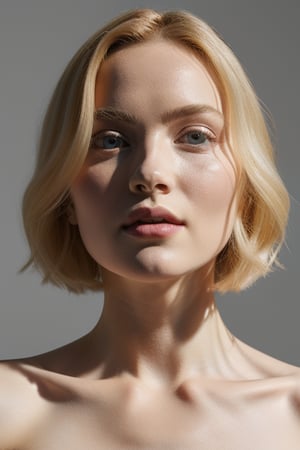 high-resolution photograph, blonde woman, stunning use of shadows, in the syle of crisp lines and forms,  UHD, shot on a Sony A7III --ar 1:2 --style raw --stylize 250