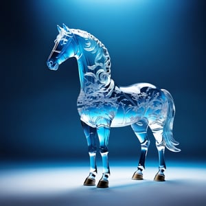 A GLASS HORSE STANDING IN DREAM WORLD