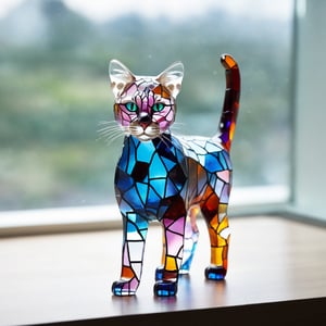 HUMAN CAT,transparent glass,pieces of glass