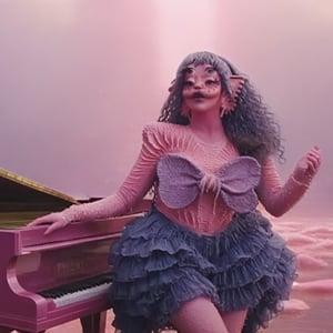 Pink and Purple makeup, gorgeous makeup, a girl who is playing a piano piano00, pink skin, four eyes, Full body, dark blue short curly hair, cured and detailed outfit, her hair is long and wavy, her hair is long, 4k, 18k, hairstyle, perfect face, Melanie, Adele, Long hair, masterpiece high quality 18K, Hyperrealism, Realistic vision, rosy cheeks, realistic woman, a girl, Woman, best quality, woman, high quality, good lighting, A woman, waterfall00, Long hair, Pink skin, four eyes, Fancy, model, A woman. Pink and purple makeup, gorgeous makeup, long train skirt, piano00, pink skin, four eyes, Full body, a girl, dark pink short curly hair, cured and detailed outfit, her hair is long and wavy, her hair is long, 4k , 18k, hairstyle, perfect face, Melanie, Adele, Long hair, masterpiece high quality 18K, Hyperrealism, Realistic vision, rosy cheeks, realistic woman, a girl, Woman, best quality, woman, high quality, good lighting, A woman, rain00, Long hair, Pink skin, four eyes, Fancy, model, A woman,Big Quality, Masterpiece, High Quality,Melanie Martinez, Beautiful, 1girl,4 eyes, Nymph, Pink Skin