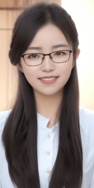 A professional therapist with long hair,Wearing women's glasses. She is a professional therapist with a cheerful personality, a bit of elegance, a charming smile, but a strong personality..Wearing women's glasses.