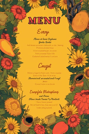 Create an illustration of a Mexican gourmet cuisine menu inspired by virtual objects in Second Life. The illustration must be laminated with vibrant colors and a medium brightness with soft shadows. The style will be rendered with a PBR effect.