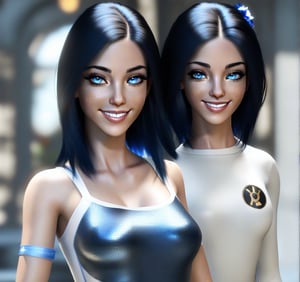 It is a photorealistic avatar powered by Codec Avatars that belongs to the Second Life metaverse and has black hair, white skin, big blue eyes with long, thick, beautiful eyelashes and a big smile. Its style is Daz studio with PBR effects.