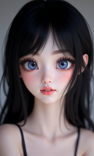 It is a photorealistic avatar powered by Codec Avatars that belongs to the Second Life metaverse and has black hair, white skin, big blue eyes with long, thick, beautiful eyelashes and a big smile. Its style is Daz studio with PBR effects.