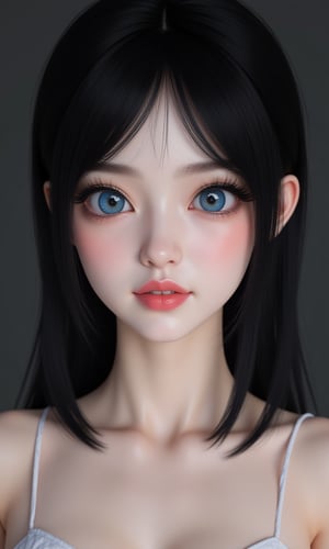 It is a photorealistic avatar powered by Codec Avatars that belongs to the Second Life metaverse and has black hair, white skin, big blue eyes with long, thick, beautiful eyelashes and a big smile. Its style is Daz studio with PBR effects.