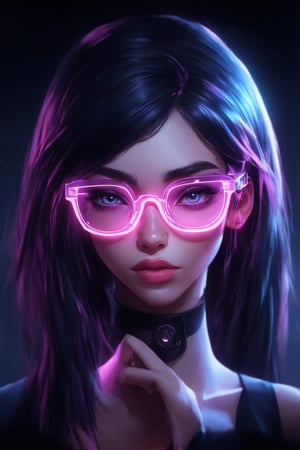 Similar graph, a cyberpunk girl, Wear clear neon glasses, cyberpunk., golden ratio details, 32k uhd, fantasy, cyberpunk, intricate, decadent, highly detailed, digital painting, ever after high, octane render, artstation, concept art, smooth, sharp focus, illustration, art by artgerm, loish, wlop. (heartwarming, uplifting, charming), (UHD, masterpiece, detailed eyes, detailed face, highest quality), (light leaks, subsurface scattering, rim light, beautiful lighting and shading, deep background, vibrant complementary colors, sharp focus)